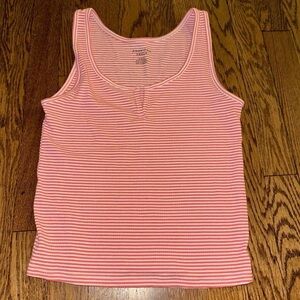 American Eagle Outfitters Pink and White Striped Tank Top